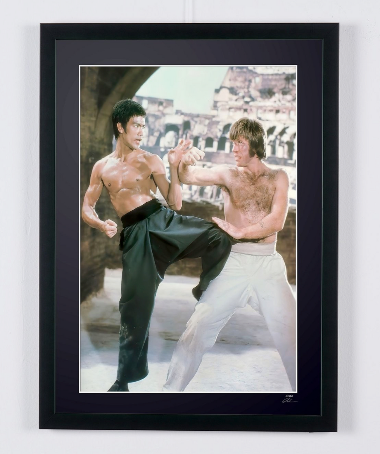 Fine art photograph of Bruce Lee in The Way of the Dragon, hand-framed — limited edition of 30 numbered prints.