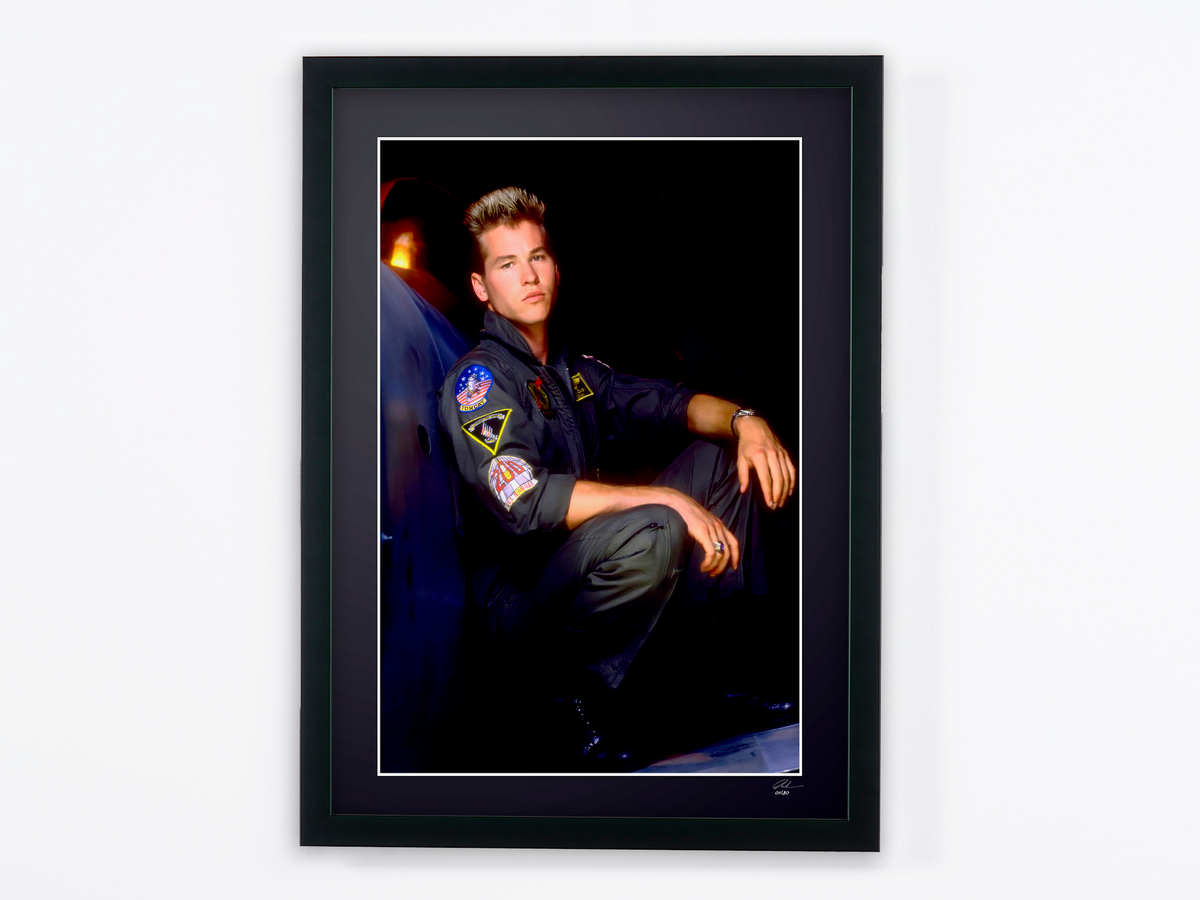 Photographie d’art de Val Kilmer dans Top Gun, encadrée à la main — édition limitée de 30 exemplaires numérotés.