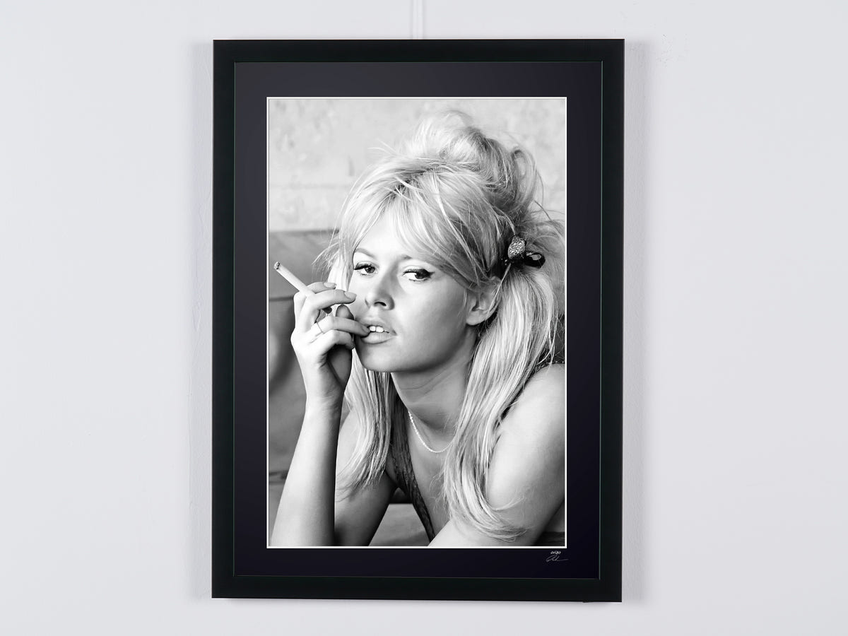 Fine art photograph of Brigitte Bardot in Vie Privée, hand-framed — limited edition of 30 numbered prints.
