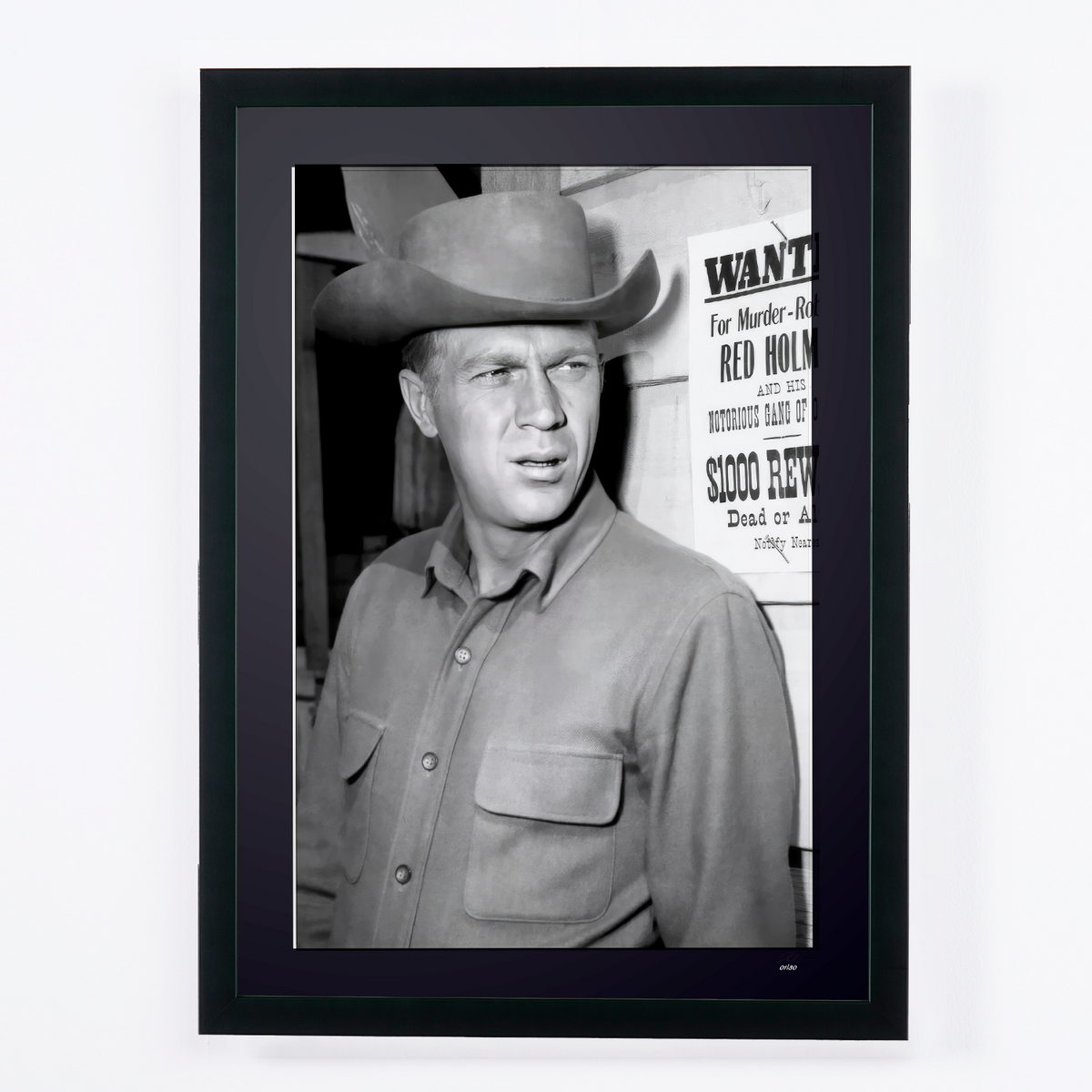 Kunstfoto van Steve McQueen in Au nom de la loi, met de hand ingelijst — gelimiteerde oplage van 30 genummerde exemplaren.