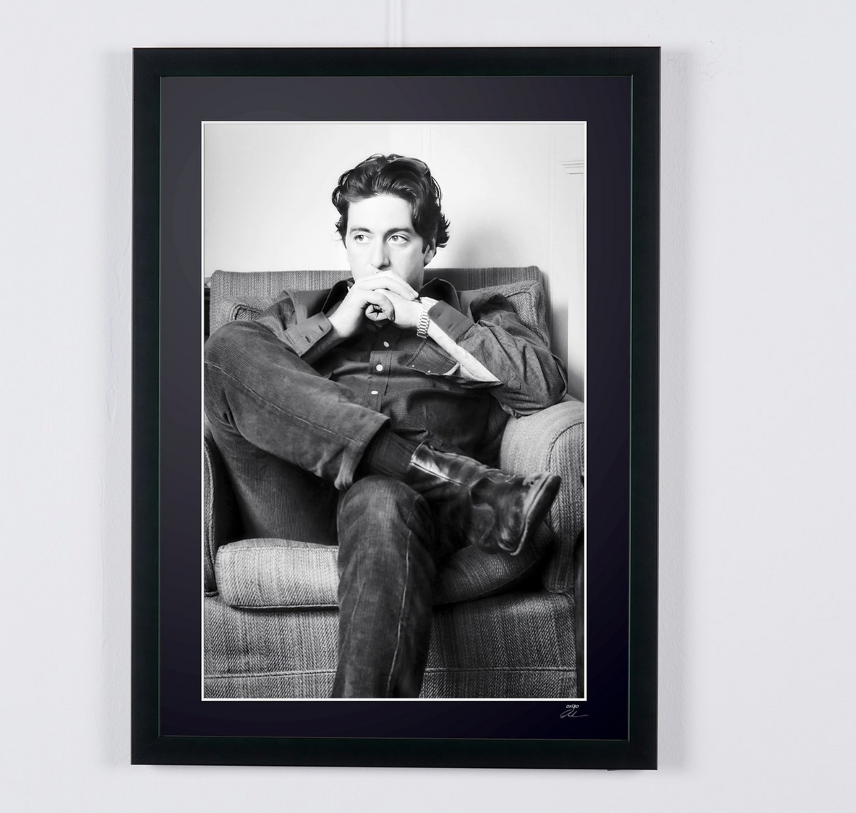 Photographie d’art de Al Pacino dans Al Pacino — portrait de 1974, encadrée à la main — édition limitée de 30 exemplaires numérotés.