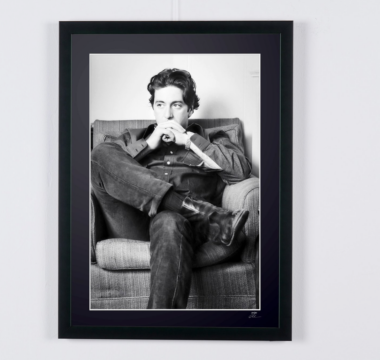 Fine art photograph of Al Pacino in Young Al Pacino 1974, hand-framed — limited edition of 30 numbered prints.