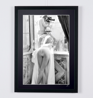A Very Private Affair 1961 - Brigitte Bardot as ill - Behind The Set for Next Scene — framed cinema photograph