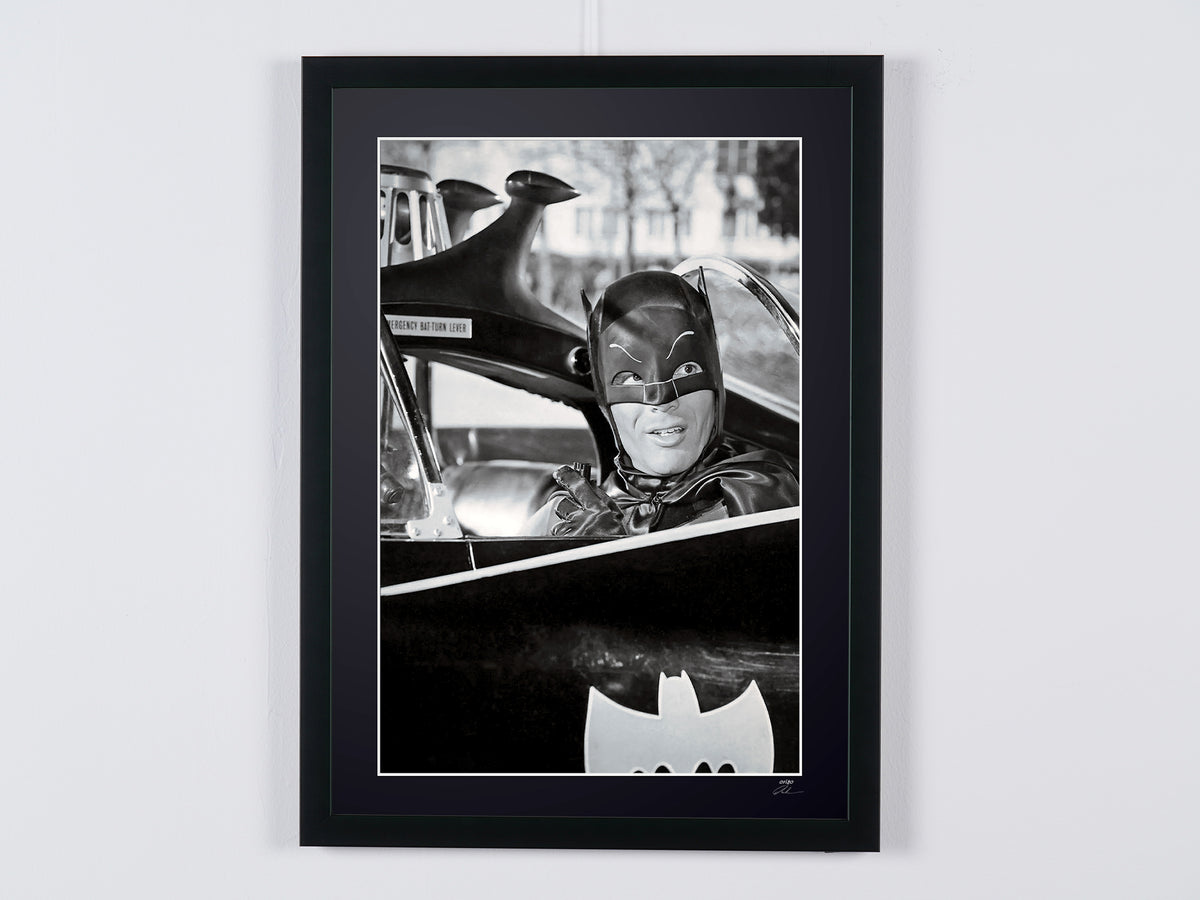 Batman - Classic TV 1966 - Adam West Behind The Scenes — framed cinema photograph, Fine Art print