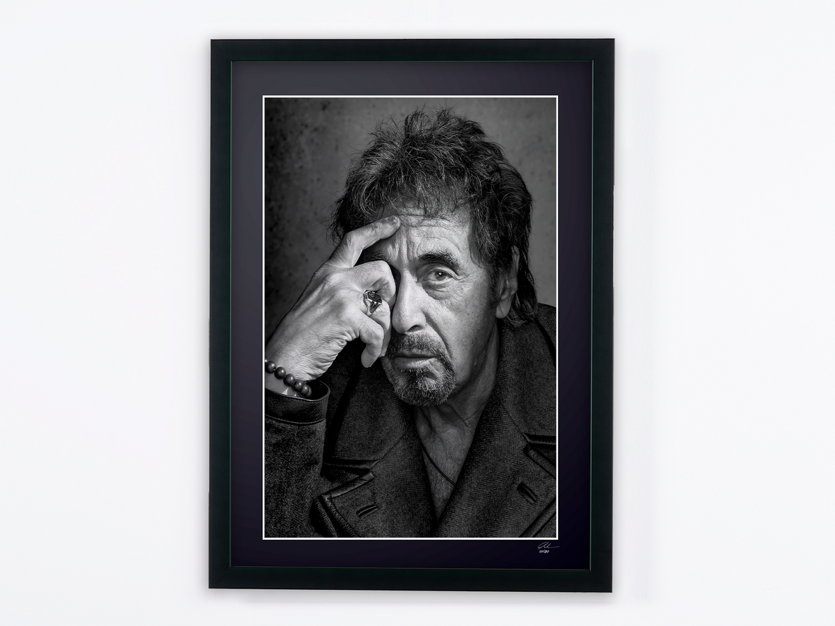 Photographie d’art de Al Pacino dans Al Pacino — portrait iconique, encadrée à la main — édition limitée de 30 exemplaires numérotés.