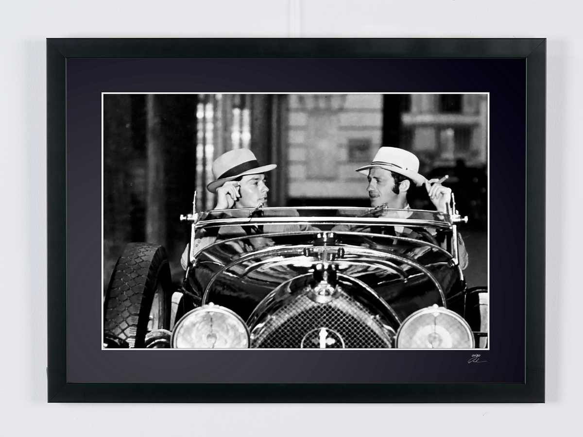 Fine art photograph of Alain Delon in Borsalino, hand-framed — limited edition of 30 numbered prints.