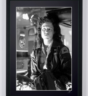 Aliens (1986) - Sigourney Weaver (Ellen Ripley), bomber jacket portrait — framed cinema photograph, Fine Art print