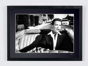 Arnold Schwarzenegger - Driving & Smoking — framed cinema photograph, Fine Art print