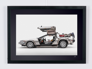Back To The Future - DMC 12 DeLorean - The Time Machine — framed cinema photograph, Fine Art print
