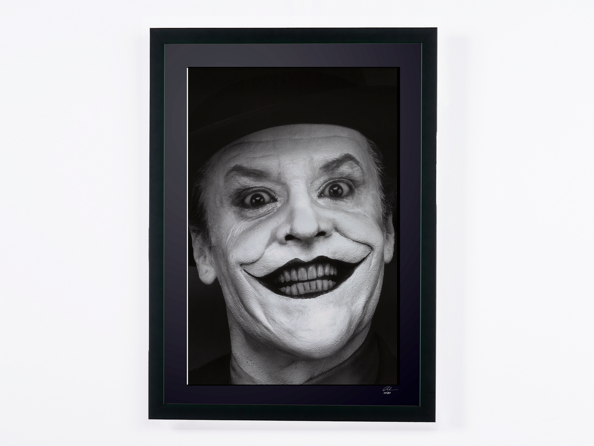 Fine art photograph of Jack Nicholson in Batman, hand-framed — limited edition of 30 numbered prints.