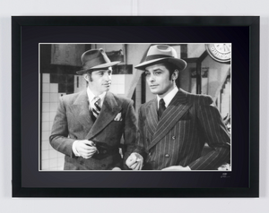 Borsalino (1970) - Jean-Paul Belmondo & Alain Delon in pinstripe suits — framed cinema photograph, Fine Art print
