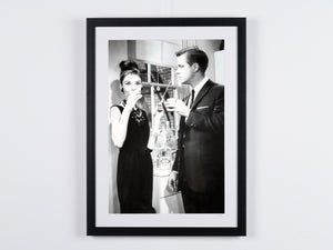 Breakfast at Tiffany's (1961) - George Peppard & Audrey Hepburn — framed cinema photograph, Fine Art print
