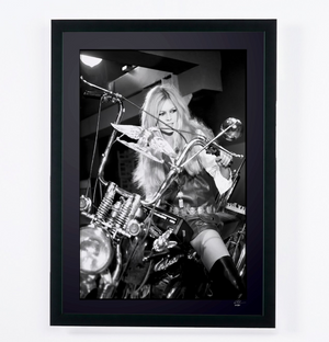 Brigitte Bardot - Harley-Davidson 1968 — framed cinema photograph, Fine Art print