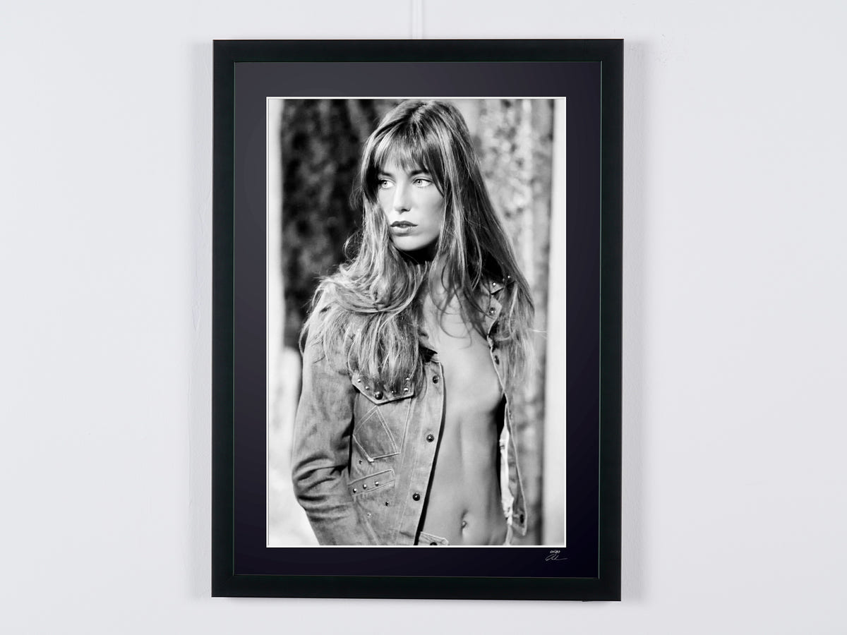 Photographie d’art de Jane Birkin dans Don Juan 73, encadrée à la main — édition limitée de 30 exemplaires numérotés.