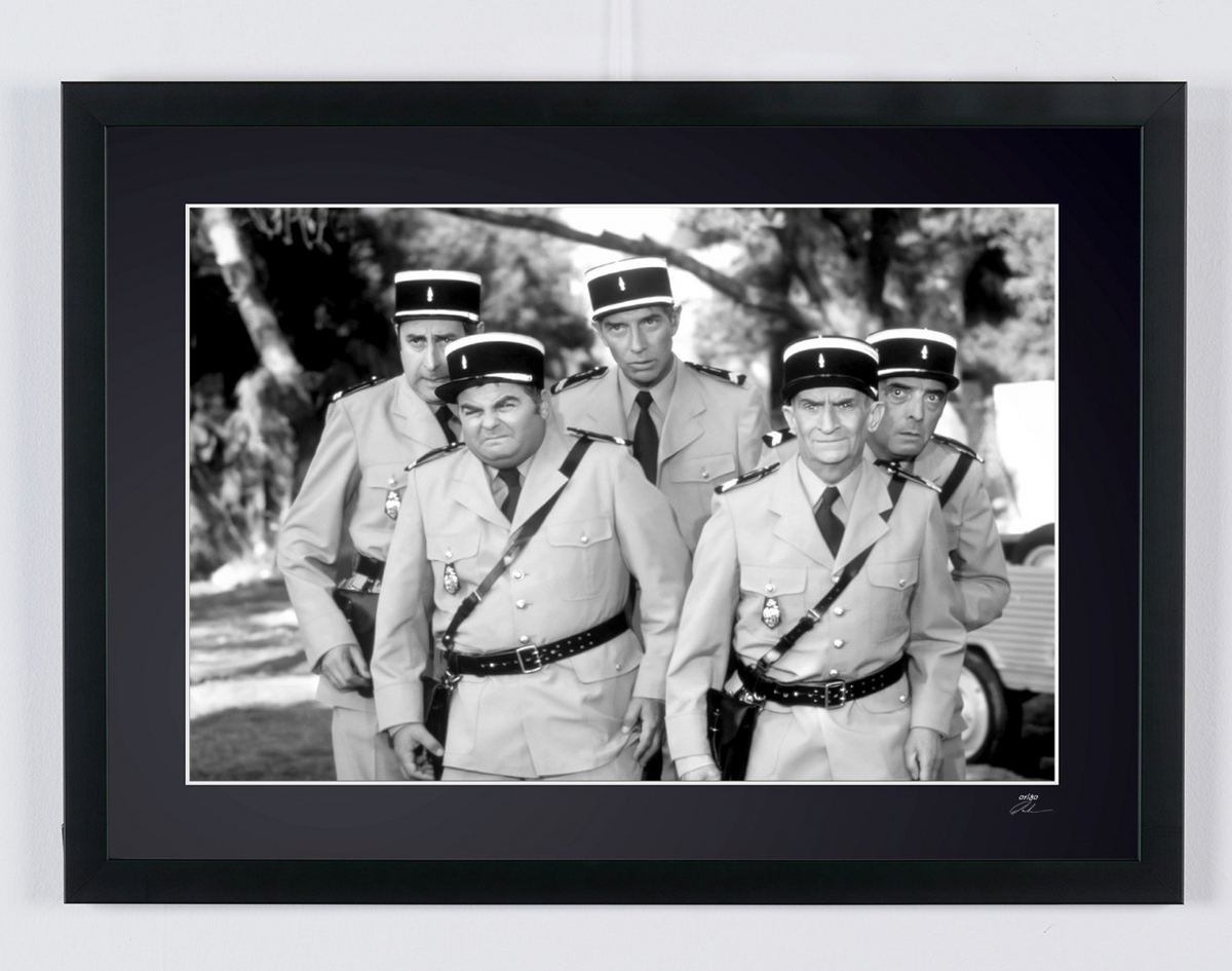 Fine art photograph of Louis de Funès in Le Gendarme et les Extra-terrestres, hand-framed — limited edition of 30 numbered prints.