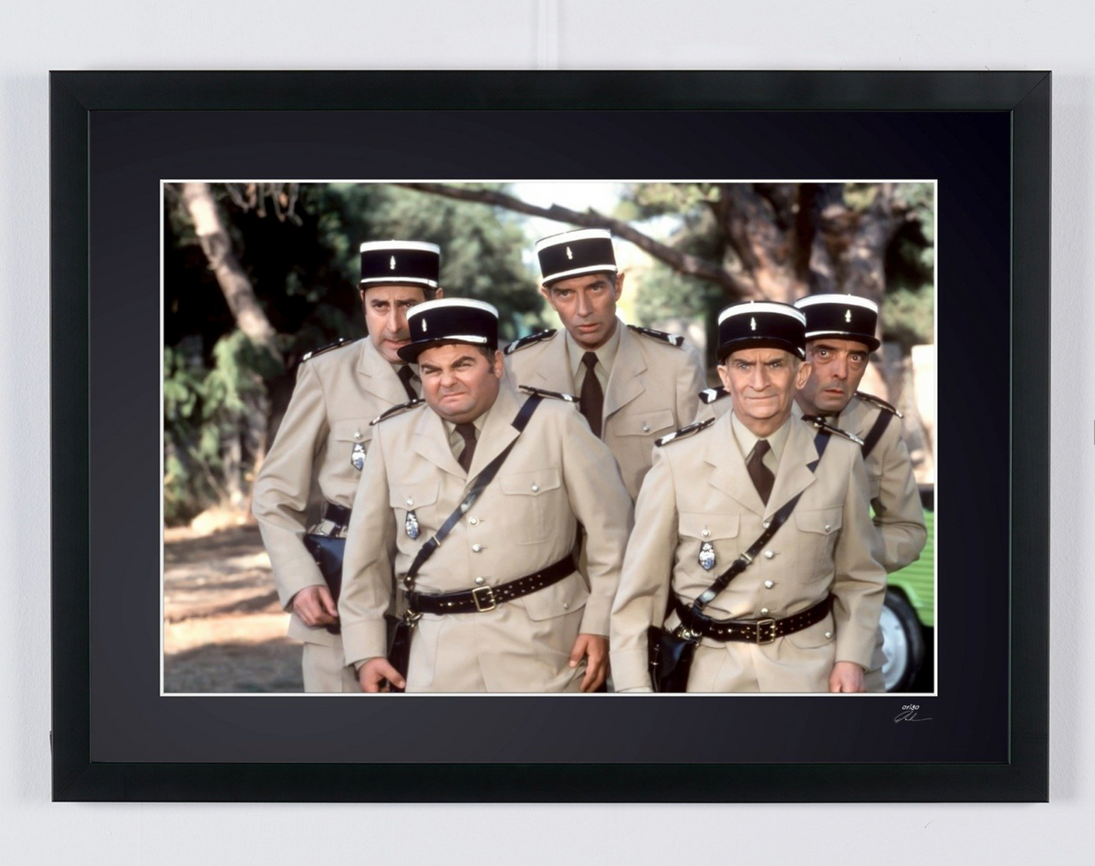 Fine art photograph of Louis de Funès in Le Gendarme et les Extra-terrestres, hand-framed — limited edition of 30 numbered prints.
