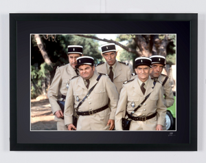 The Gendarme and the Extra-Terrestrials (1979) - Louis de Funès and the brigade on patrol (colour) — framed cinema photograph