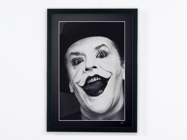Batman (1989) - Jack Nicholson (el Joker), retrato con sombrero — fotografía de cine enmarcada, impresión Fine Art