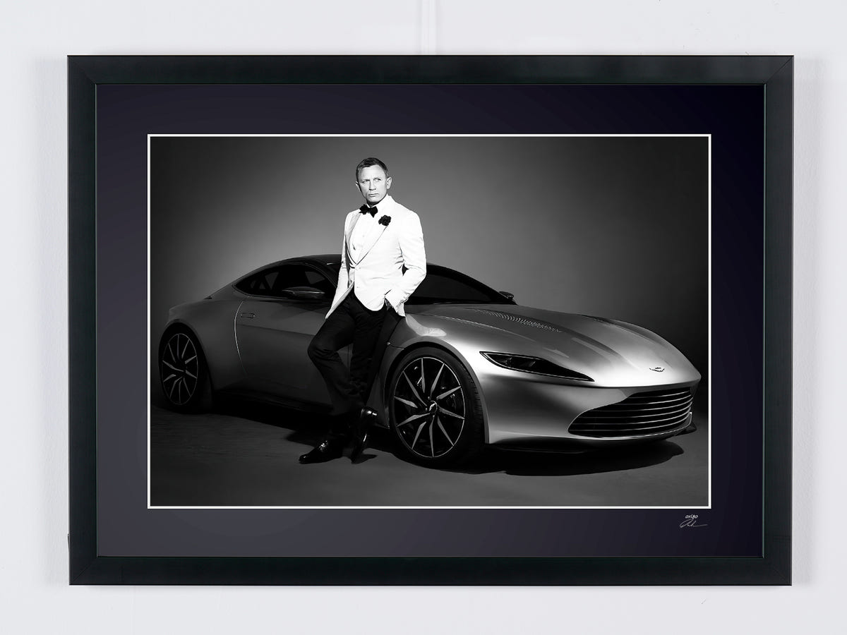 Photographie d’art de Daniel Craig dans Casino Royale, encadrée à la main — édition limitée de 30 exemplaires numérotés.