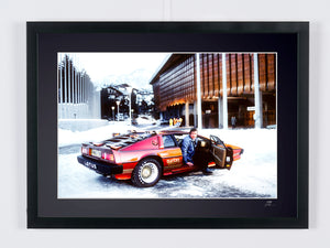 James Bond - For Your Eyes Only - Roger Moore and the Lotus Esprit Turbo — framed cinema photograph, Fine Art print