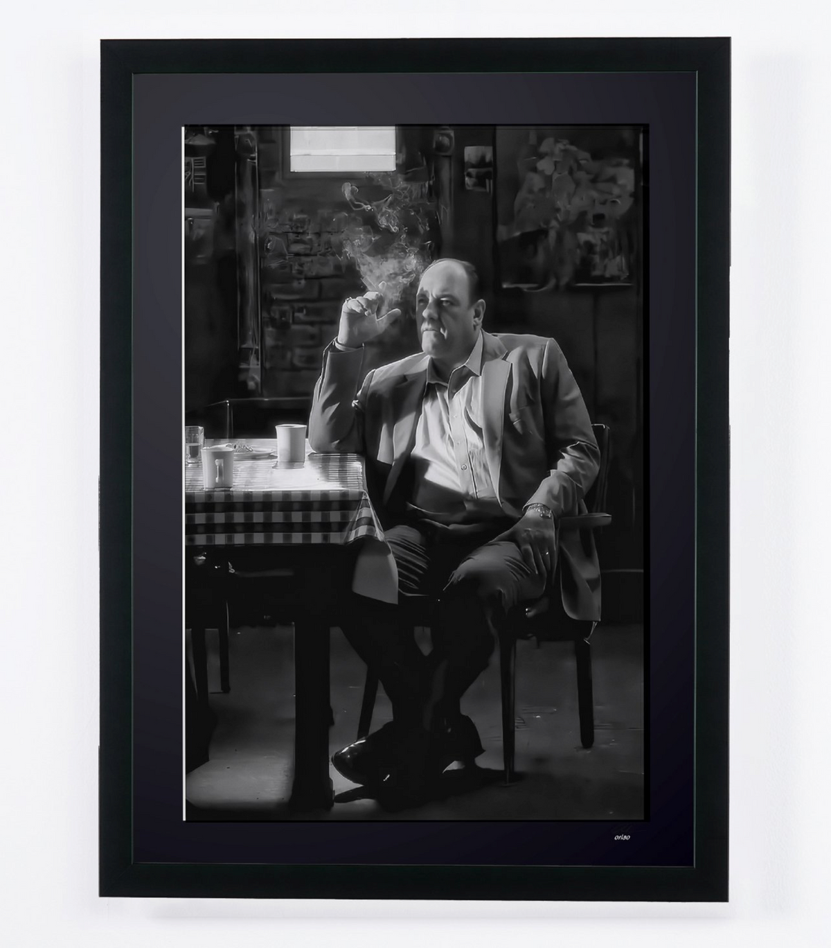 Photographie d’art de James Gandolfini dans Les Soprano, encadrée à la main — édition limitée de 30 exemplaires numérotés.