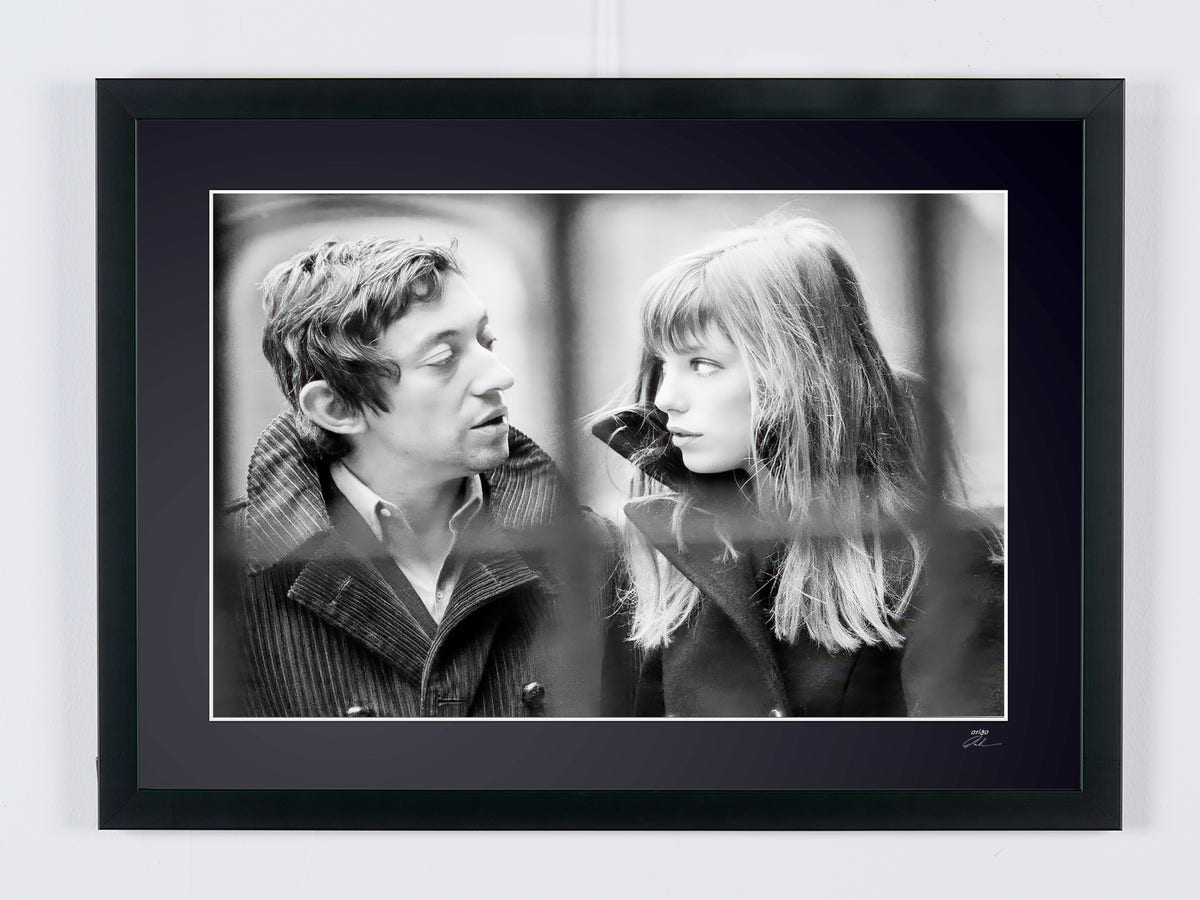 Photographie d’art de Jane Birkin dans Jane Birkin et Serge Gainsbourg — Paris, 1969, encadrée à la main — édition limitée de 30 exemplaires numérotés.