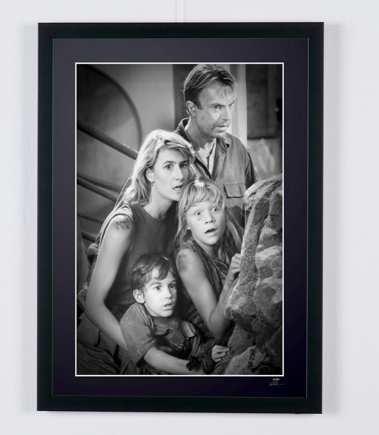 Parque Jurásico - Sam Neill y Joseph Mazzello, y las actrices Laura Dern y Ariana Richards. Enmarcado 70x50 cm