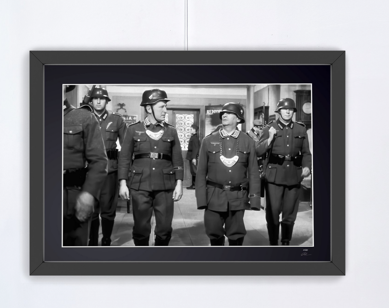 Fine art photograph of Bourvil in La Grande Vadrouille, hand-framed — limited edition of 30 numbered prints.