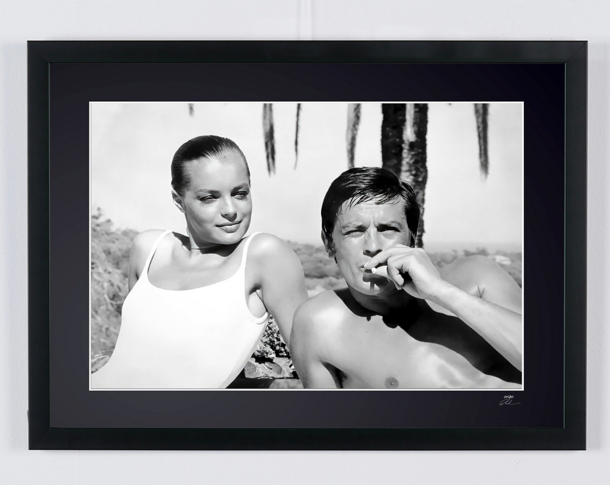 Photographie d’art de Romy Schneider dans La Piscine, encadrée à la main — édition limitée de 30 exemplaires numérotés.