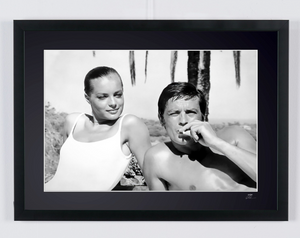 La Piscine 1969 - Romy Schneider & Alain Delon - Photography, Luxury Wooden Framed 70X50 cm -2 - Original Certificate (COA), Hologram - 100% New. Shipping Reduction from 3 items — framed cinema photograph