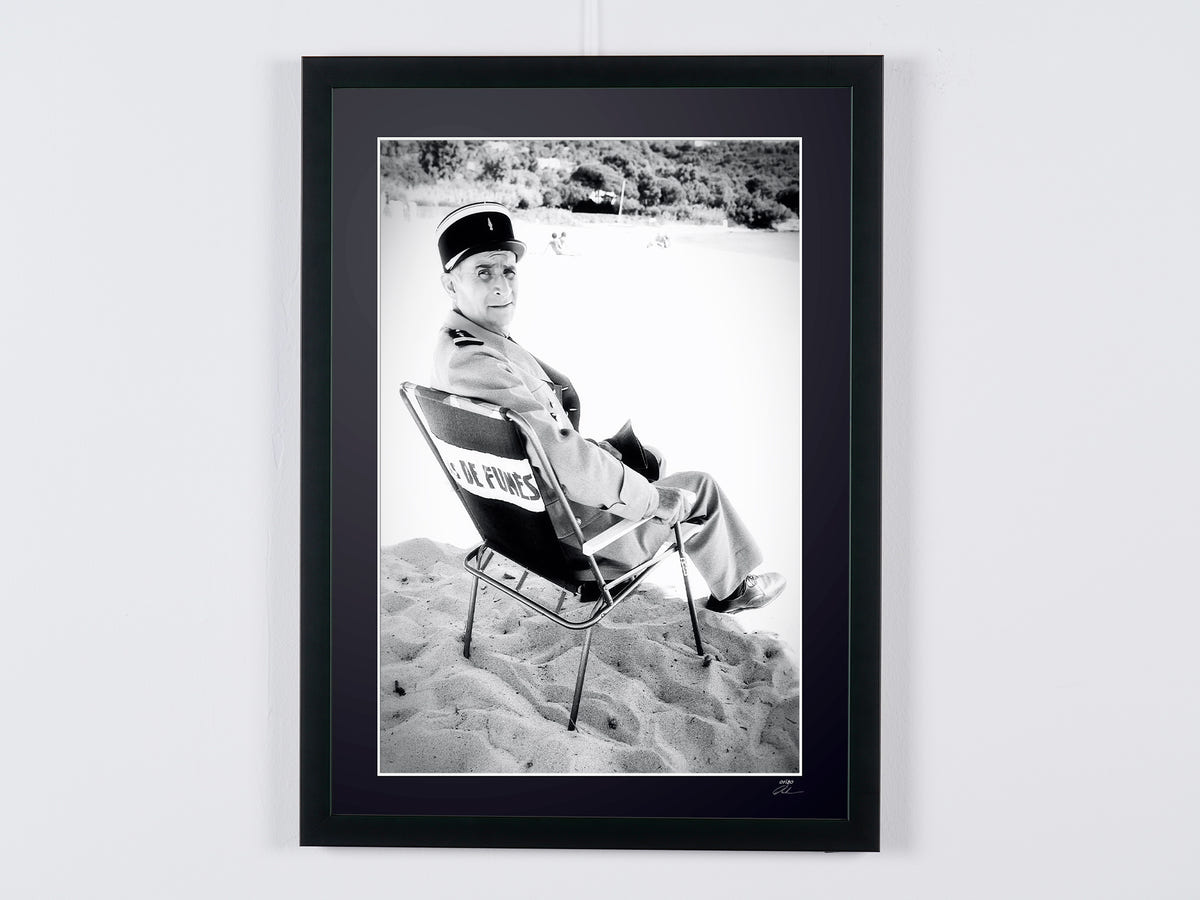 Fine art photograph of Louis de Funès in Le Gendarme et les Extra-terrestres, hand-framed — limited edition of 30 numbered prints.