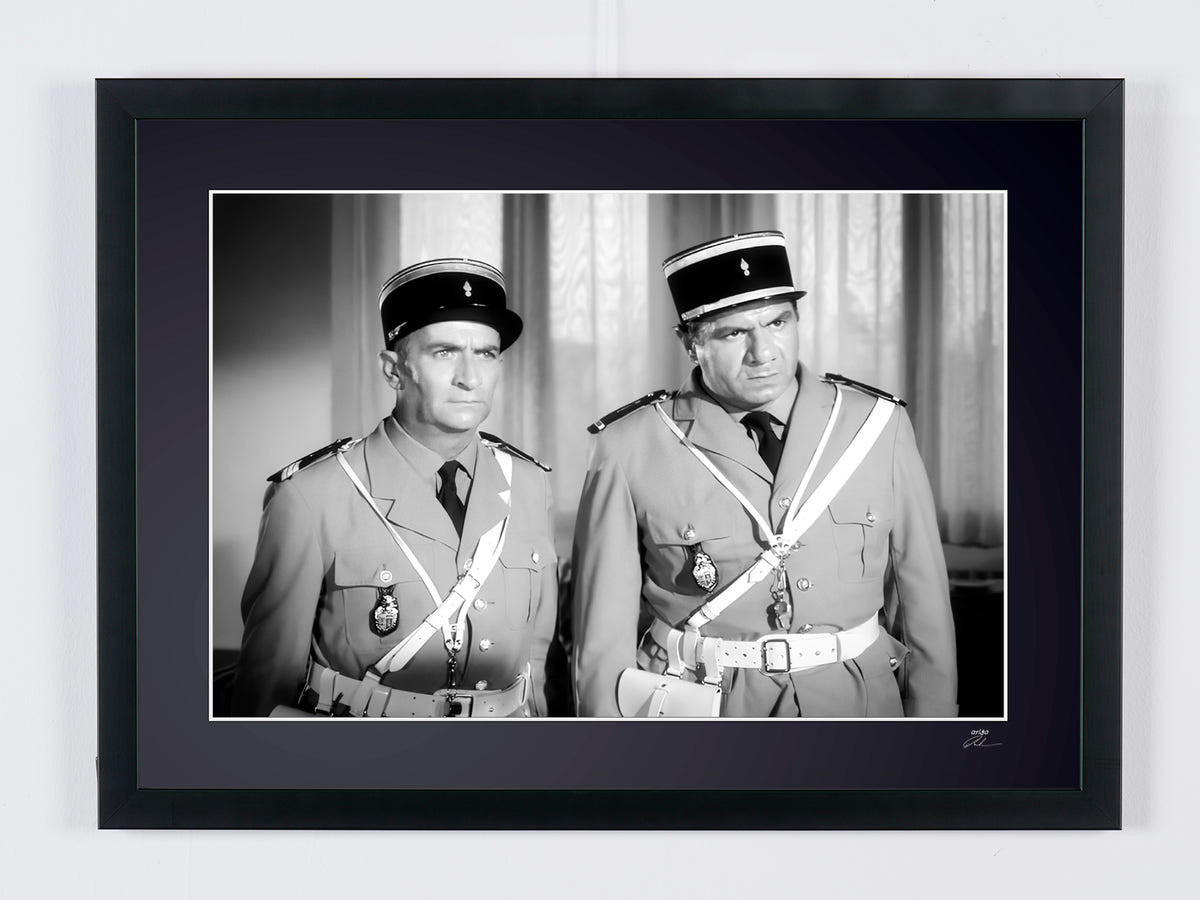 Fine art photograph of Louis de Funès in Le Gendarme de Saint-Tropez, hand-framed — limited edition of 30 numbered prints.