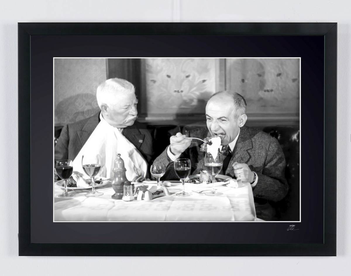 Fine art photograph of Louis de Funès in Le Tatoué, hand-framed — limited edition of 30 numbered prints.