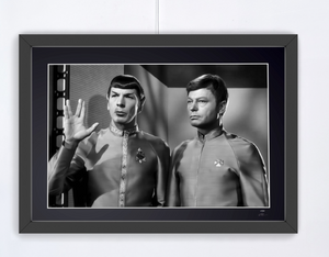 Leonard Nimoy & DeForest Kelley. - Star Trek 1968 — framed cinema photograph, Fine Art print