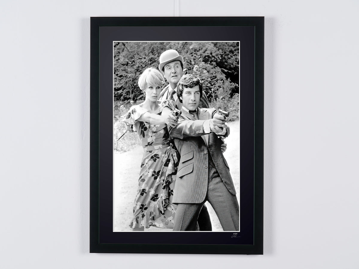 The New Avengers - Classic TV - Joanna Lumley, Gareth Hunt and Patrick Macnee — framed cinema photograph