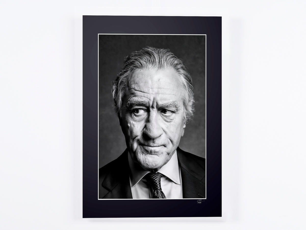 Fine art photograph of Robert De Niro in Robert De Niro — Portrait, hand-framed — limited edition of 30 numbered prints.