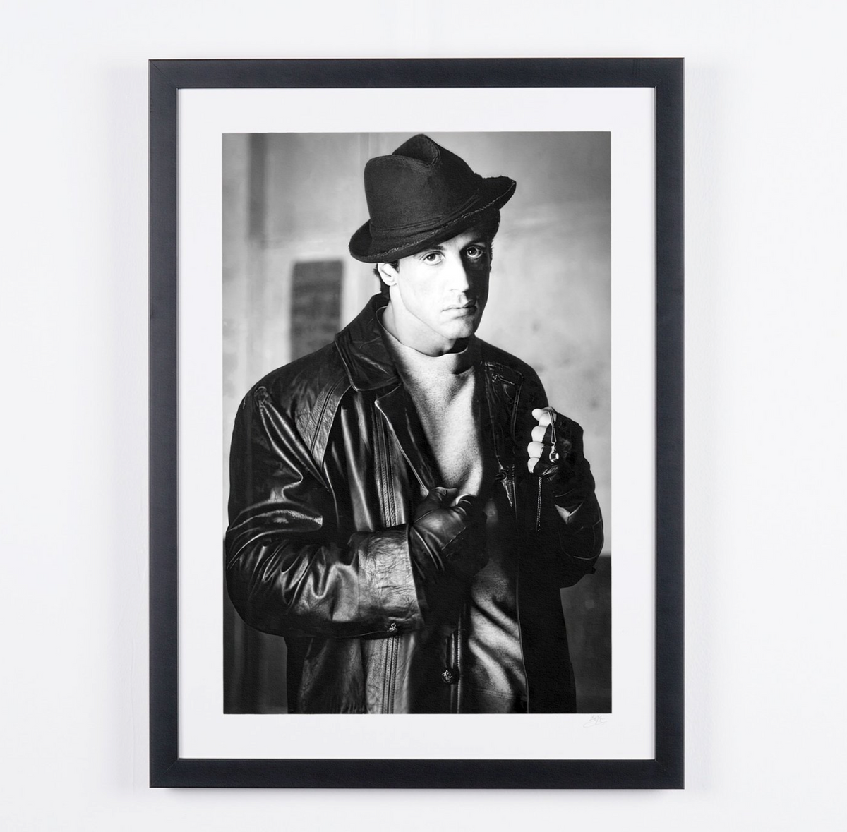 Fine art photograph of Sylvester Stallone in Rocky, hand-framed — limited edition of 30 numbered prints.
