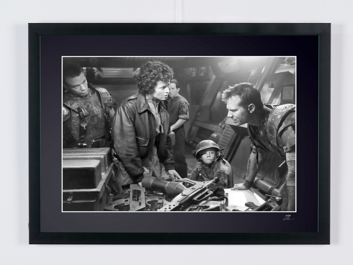 Photographie d’art de Sigourney Weaver dans Aliens, le retour, encadrée à la main — édition limitée de 30 exemplaires numérotés.