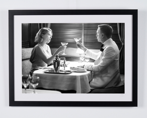 James Bond 007: Spectre (2015) - Daniel Craig & Léa Seydoux, dinner on the train (black and white) — framed cinema photograph