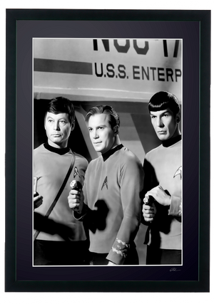 Star Trek 1965 - William Shatner, Leonard Nimoy and DeForest Kelley — framed cinema photograph, Fine Art print