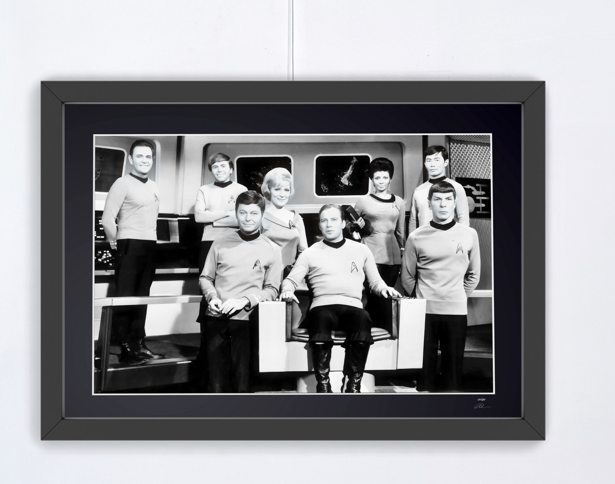 Fine art photograph of William Shatner in Star Trek, hand-framed — limited edition of 30 numbered prints.