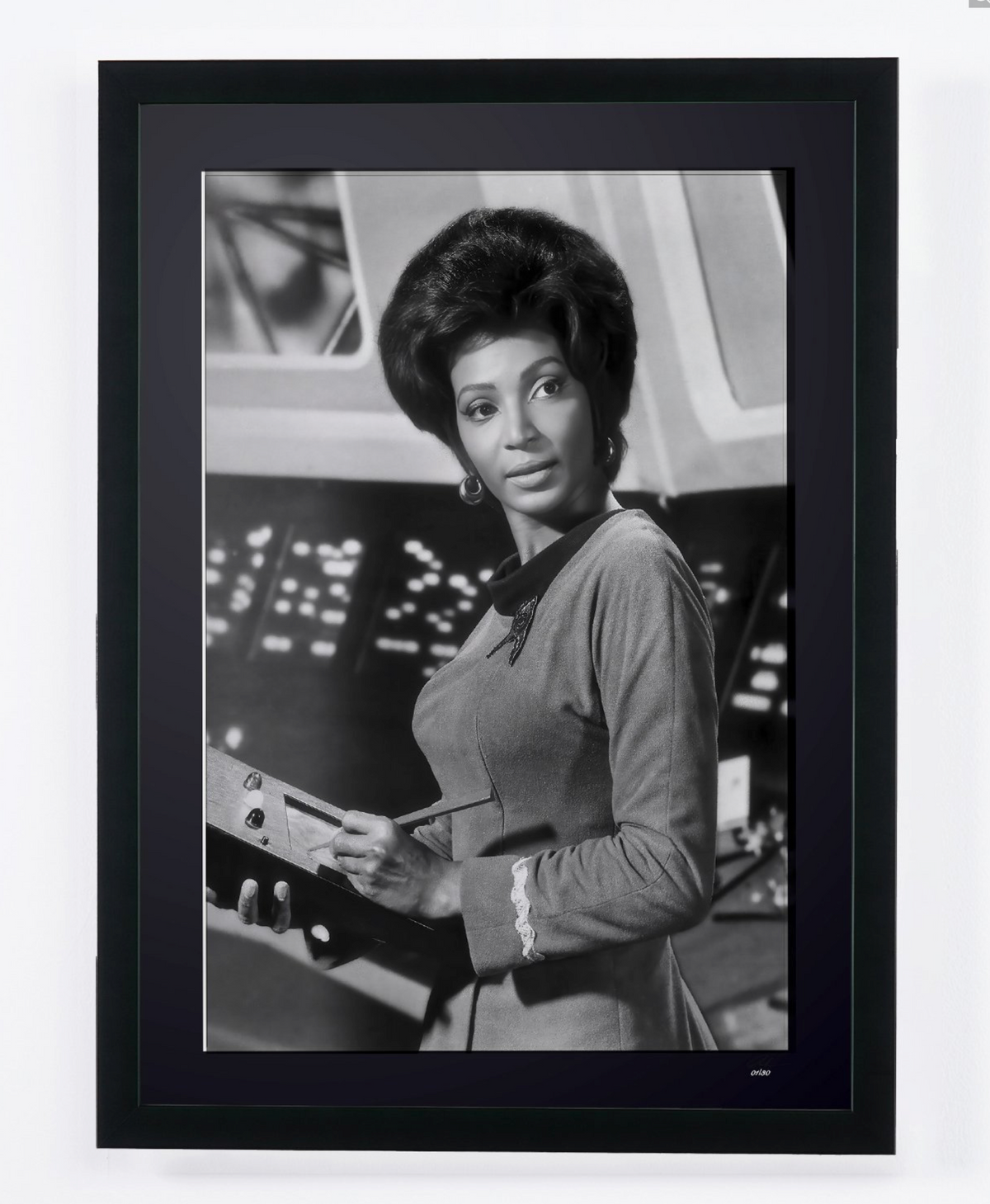 Fine art photograph of Nichelle Nichols in Star Trek, hand-framed — limited edition of 30 numbered prints.