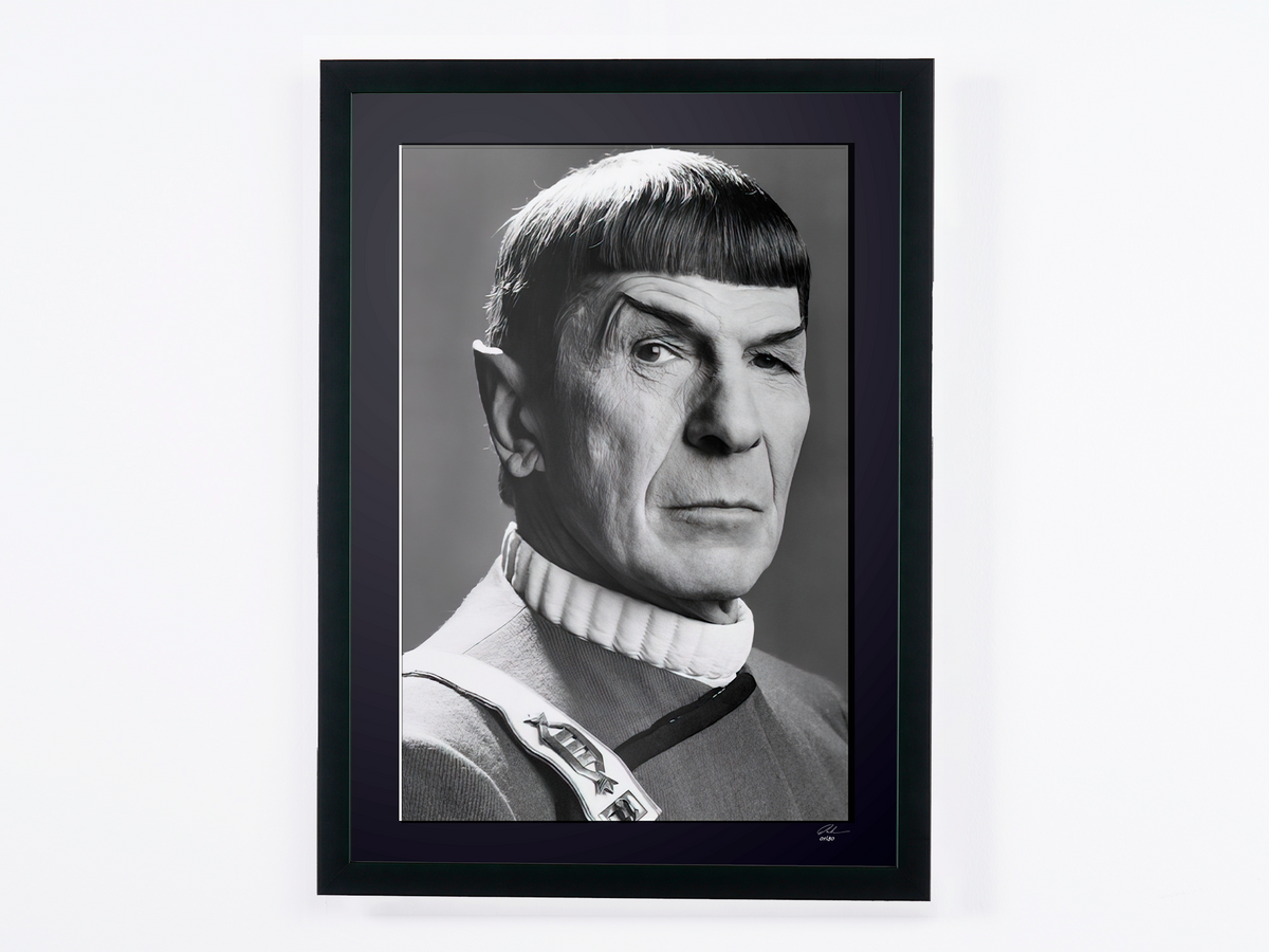 Fine art photograph of Leonard Nimoy in Star Trek, hand-framed — limited edition of 30 numbered prints.
