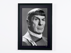 Star Trek (TV series) - Leonard Nimoy (Mr. Spock), black-and-white portrait — framed cinema photograph, Fine Art print