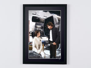 Star Wars Episode V: The Empire Strikes Back - Carrie Fisher and Harrison Ford behind the scenes — ingelijste filmfoto