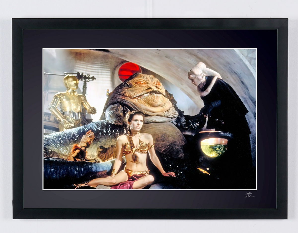 Fine art photograph of Carrie Fisher in Star Wars : Le Retour du Jedi, hand-framed — limited edition of 30 numbered prints.