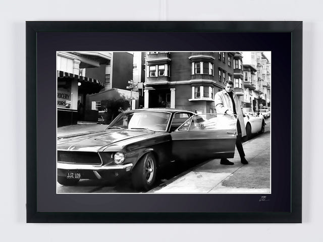 Bullitt 1968 - Steve McQueen as Bullitt — ingelijste filmfoto, Fine Art print