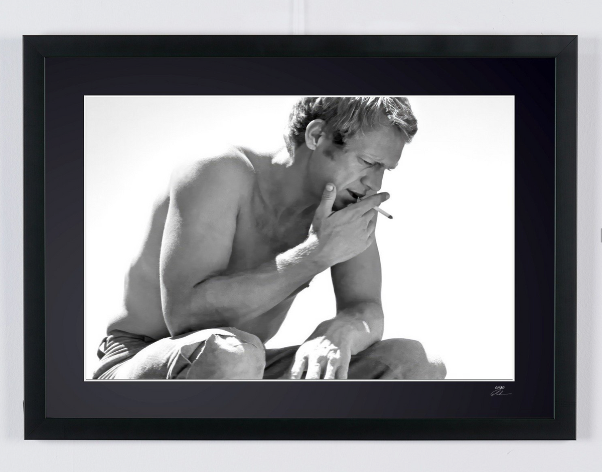 Fine art photograph of Steve McQueen in Steve McQueen — The King of Cool, hand-framed — limited edition of 30 numbered prints.