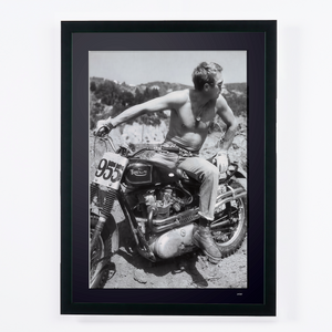 Steve McQueen's desert & 1961 Triumph TR6 - The Great Escape 1963 — framed cinema photograph, Fine Art print