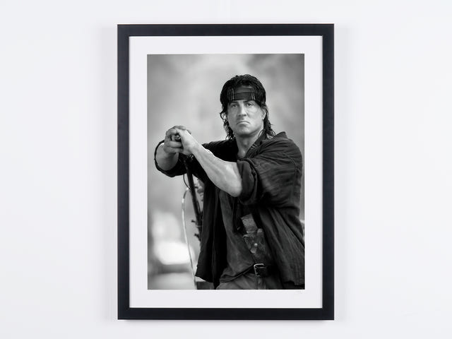 Rambo IV (2008) - Sylvester Stallone como Rambo — fotografía de cine enmarcada, impresión Fine Art